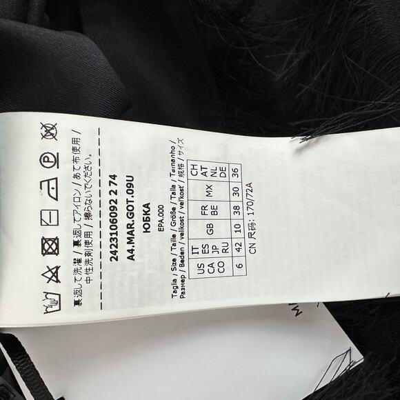 Marella Demien Mini Skirt Black Fringe High Waist Party Straight Pencil US 6 NWT - Picture 15 of 16